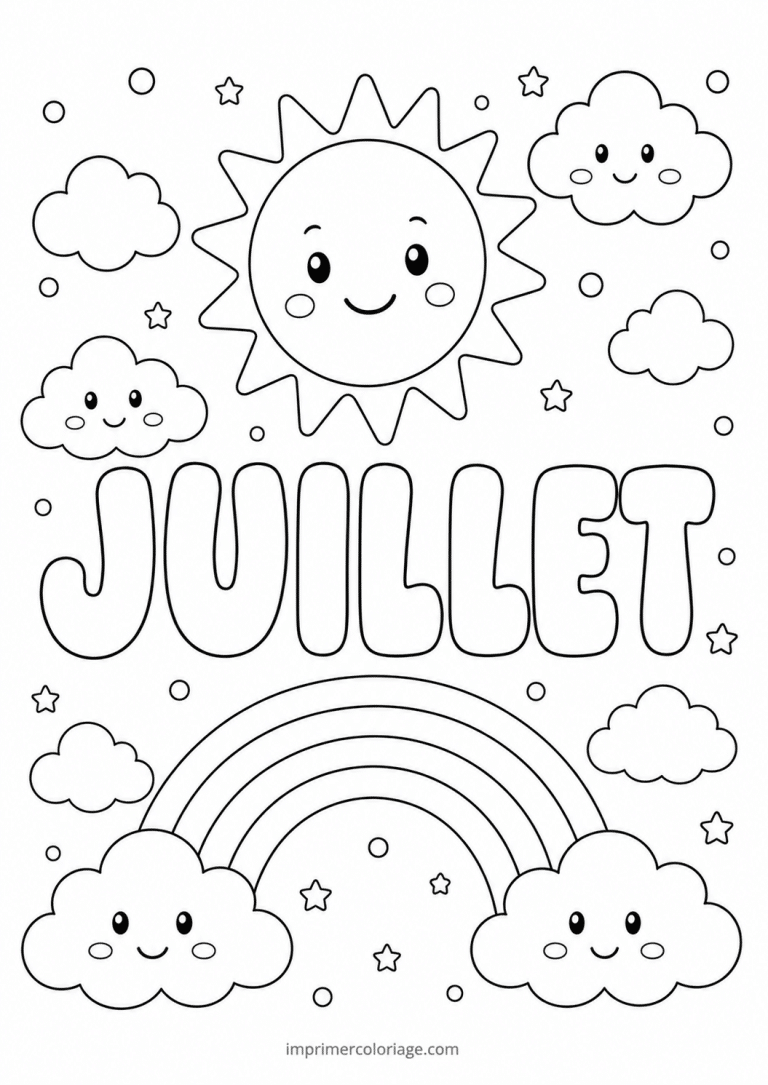coloriage juillet soleil arc en ciel - dessin gratuit &agrave; imprimer