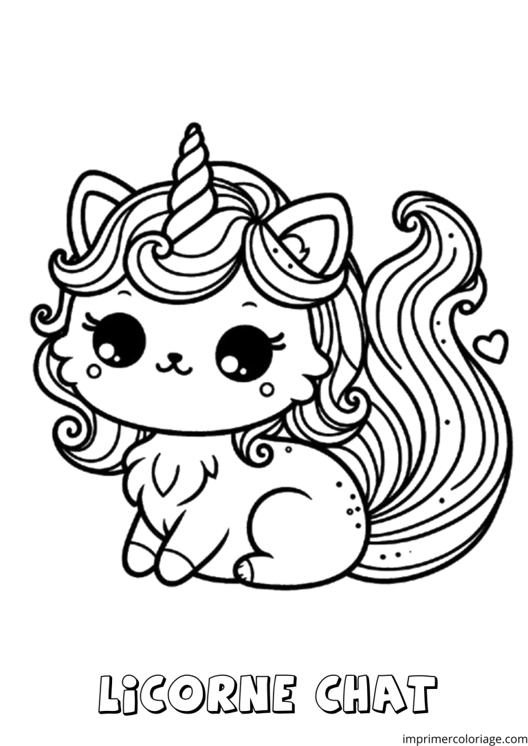 Coloriage d'un chat licorne difficile - dessin gratuit &agrave; imprimer