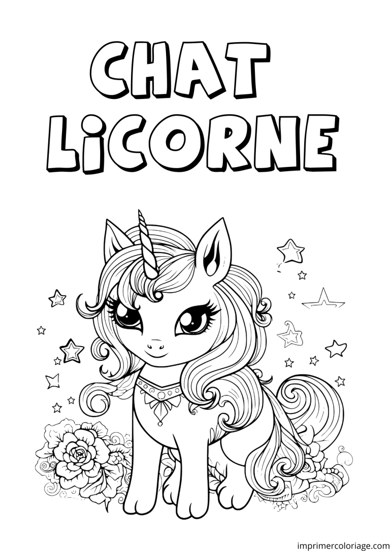 Coloriage d'un chat licorne princesse - dessin gratuit &agrave; imprimer