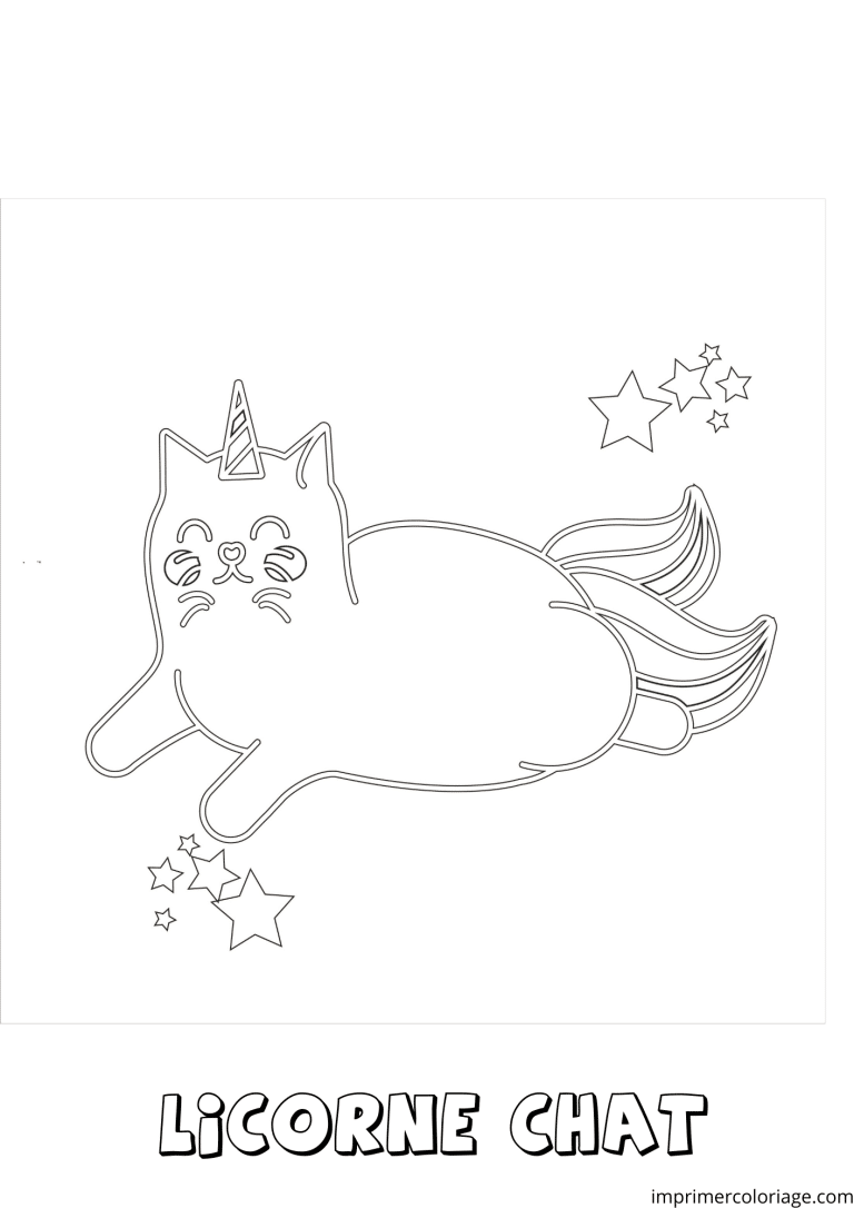 chat licorne coloriage​ trait - dessin gratuit &agrave; imprimer