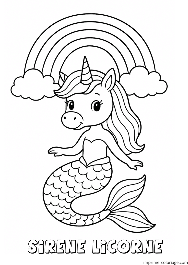 coloriage chat sirene licorne​ - dessin gratuit &agrave; imprimer