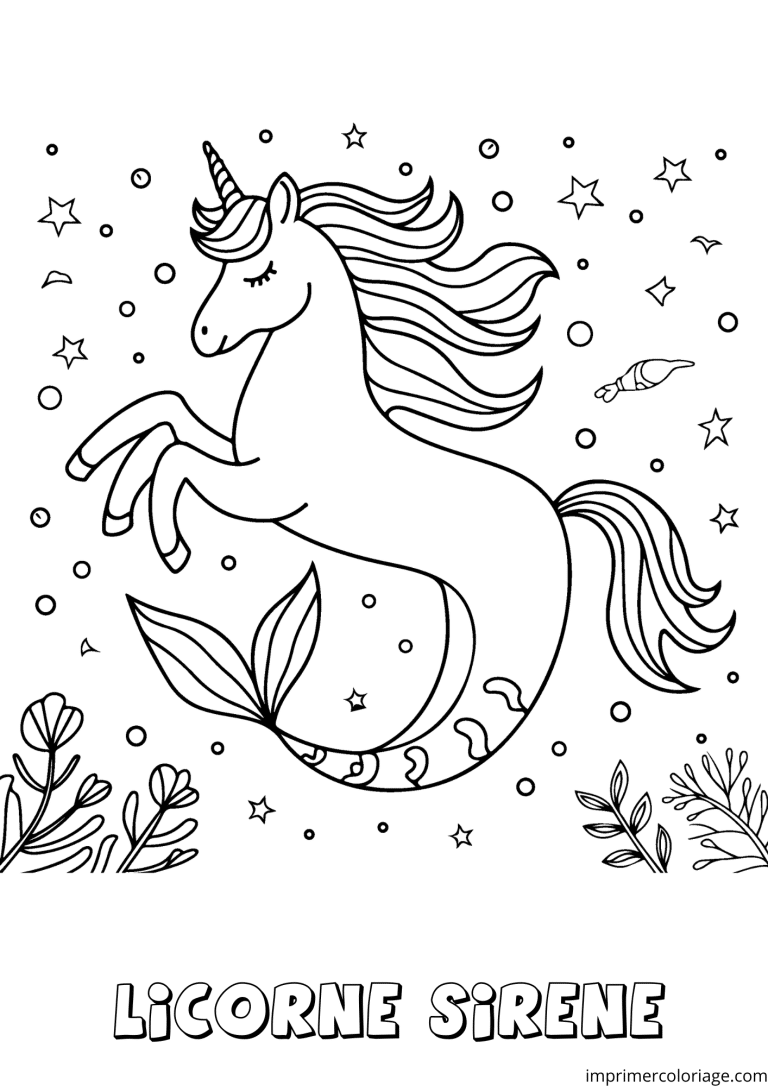coloriage licorne sir&egrave;ne magique (2) - dessin gratuit &agrave; imprimer