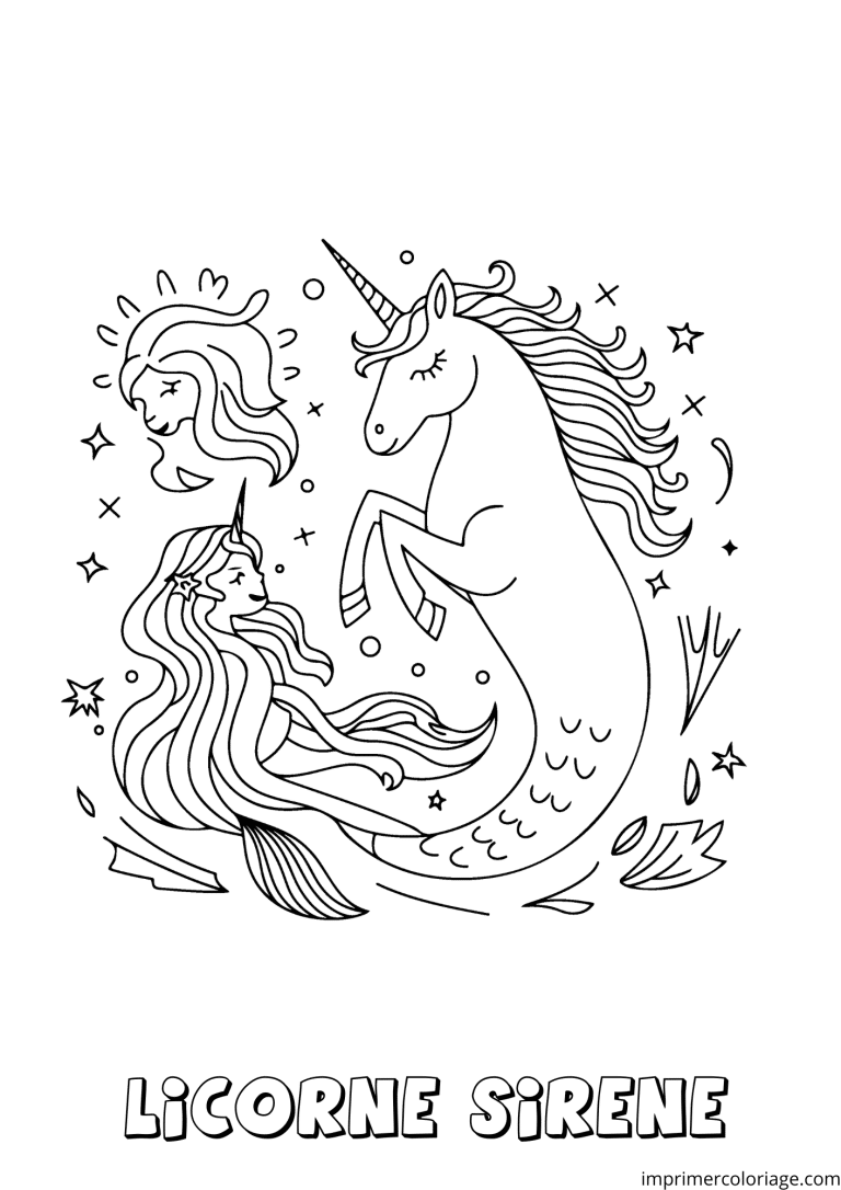 coloriage licorne sir&egrave;ne metamorphose - dessin gratuit &agrave; imprimer