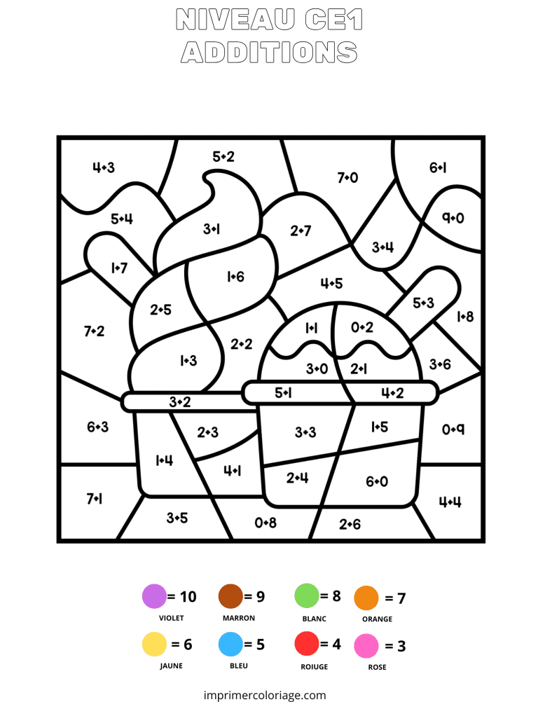 coloriage magique CE1 glace - dessin gratuit &agrave; imprimer