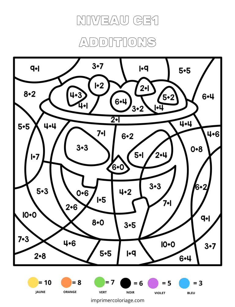 coloriage magique CE1 halloween - dessin gratuit &agrave; imprimer