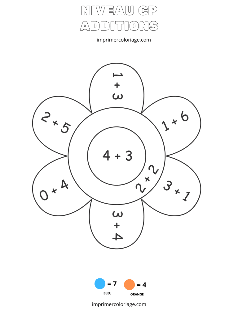 coloriage magique CP addition FLEURS - dessin gratuit &agrave; imprimer