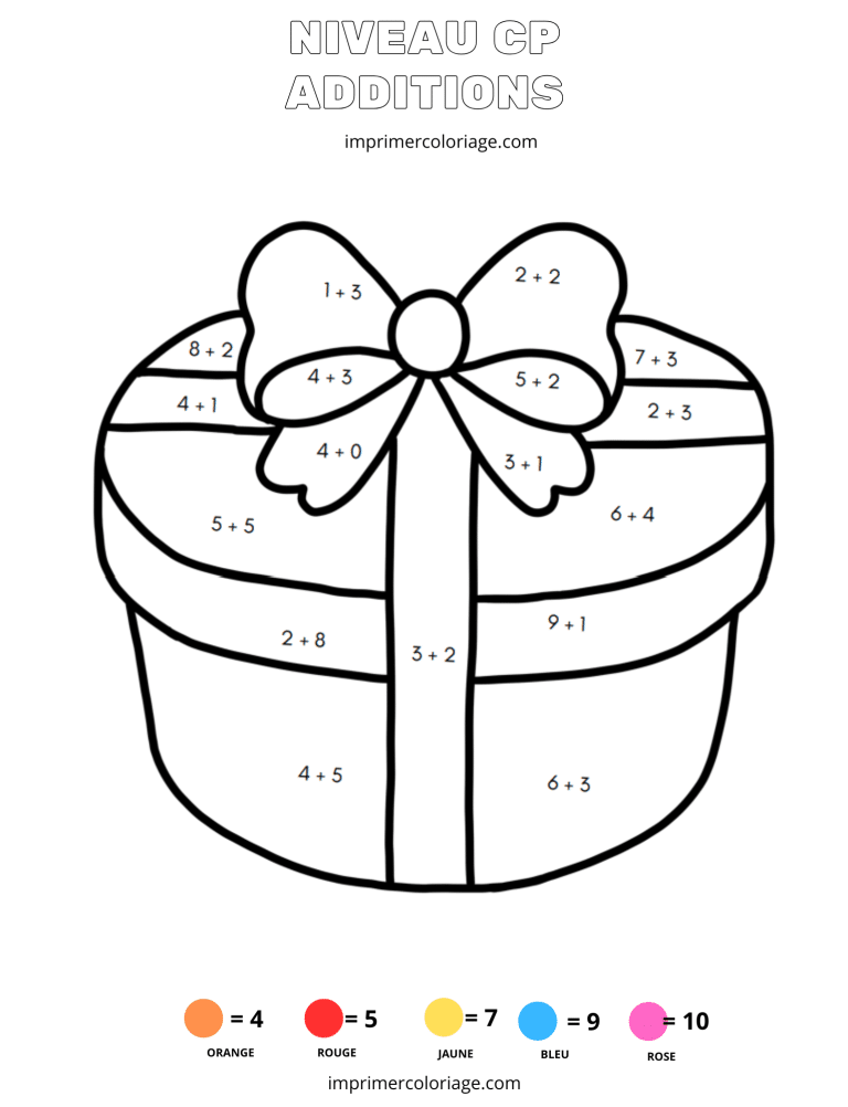 coloriage magique CP addition cadeau - dessin gratuit &agrave; imprimer
