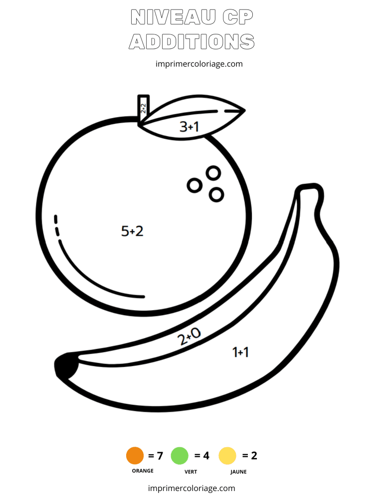 coloriage magique CP addition fruits - dessin gratuit &agrave; imprimer
