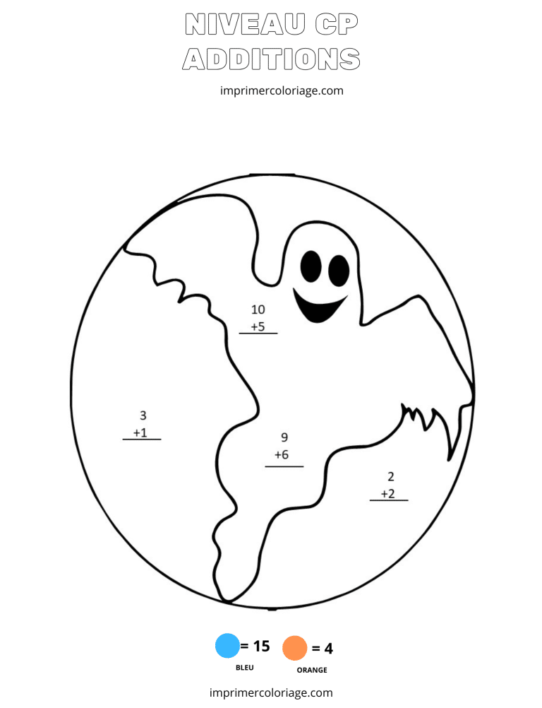 coloriage magique CP addition halloween - dessin gratuit &agrave; imprimer