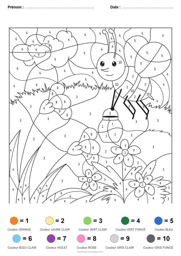 coloriage magique animaux abeille - dessin gratuit &agrave; imprimer