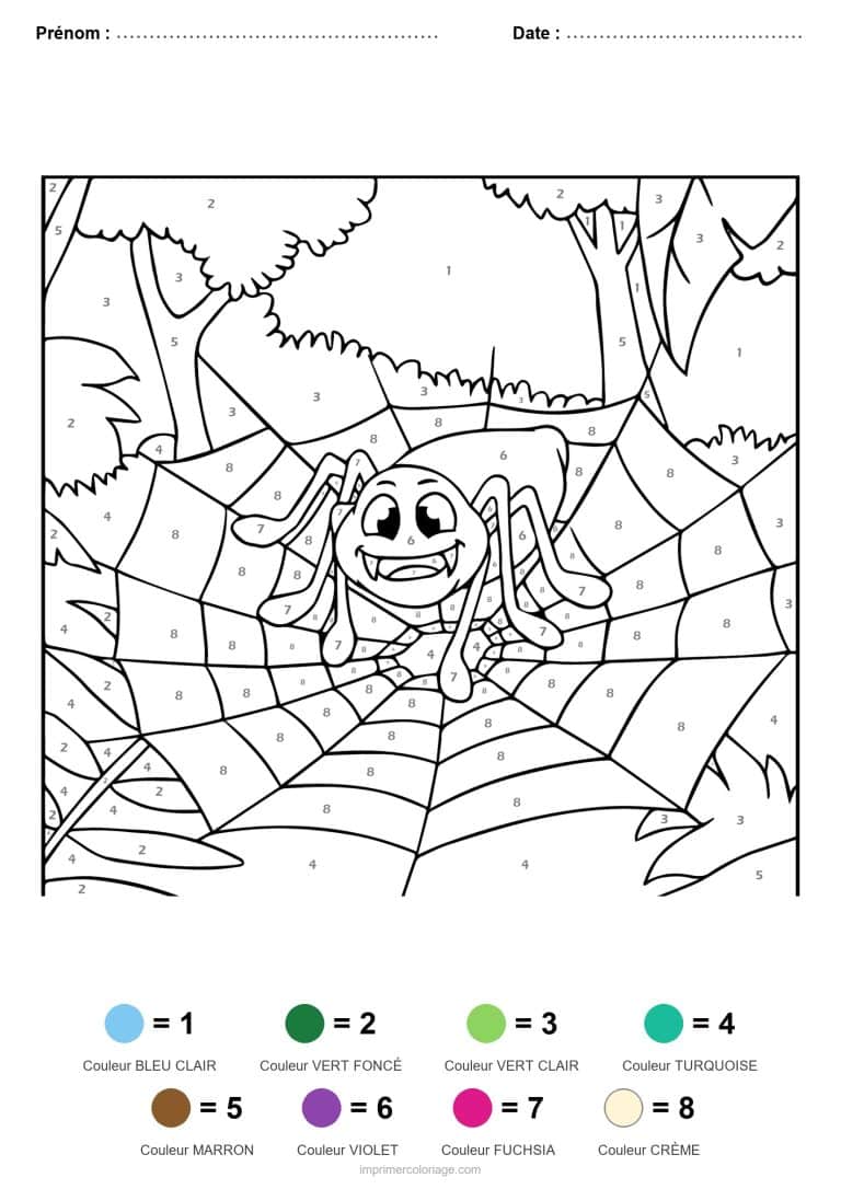 coloriage magique animaux araignee - dessin gratuit &agrave; imprimer