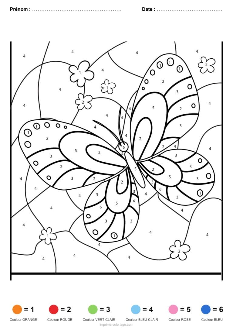 coloriage magique animaux papillon 7 - dessin gratuit &agrave; imprimer
