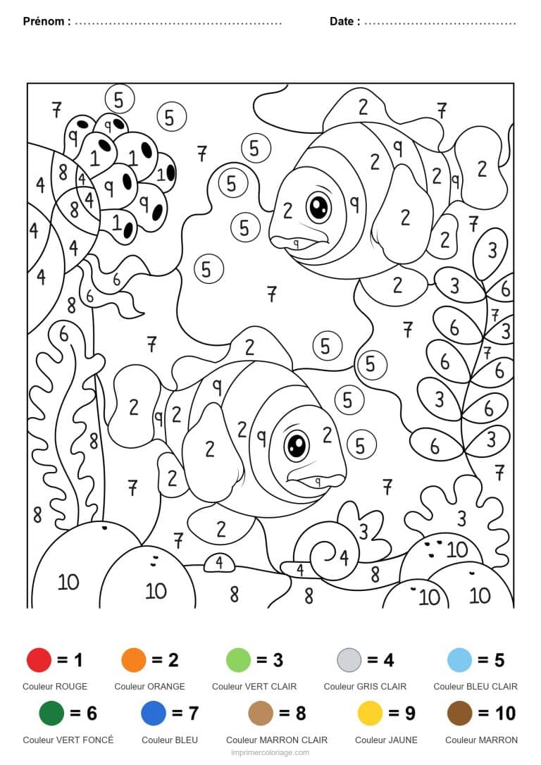 coloriage magique animaux poisson clown - dessin gratuit &agrave; imprimer