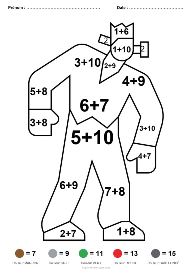 coloriage magique ce1 frankenstein addition - dessin gratuit &agrave; imprimer