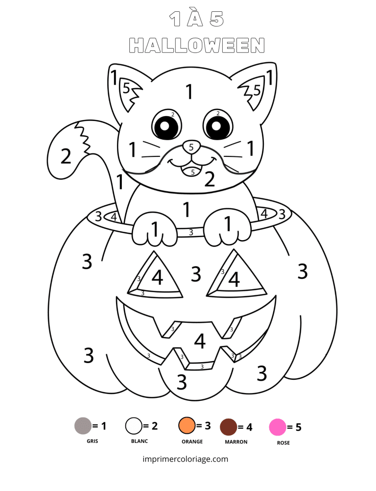 coloriage magique chat halloween​ - dessin gratuit &agrave; imprimer