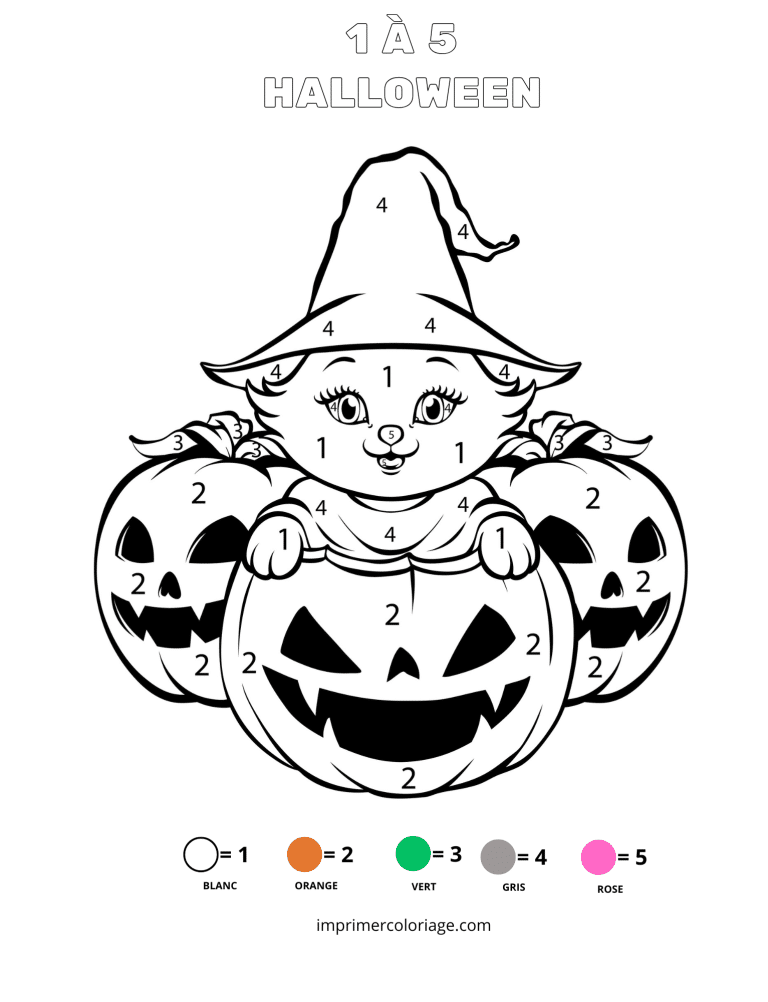 coloriage magique chaton halloween​ - dessin gratuit &agrave; imprimer