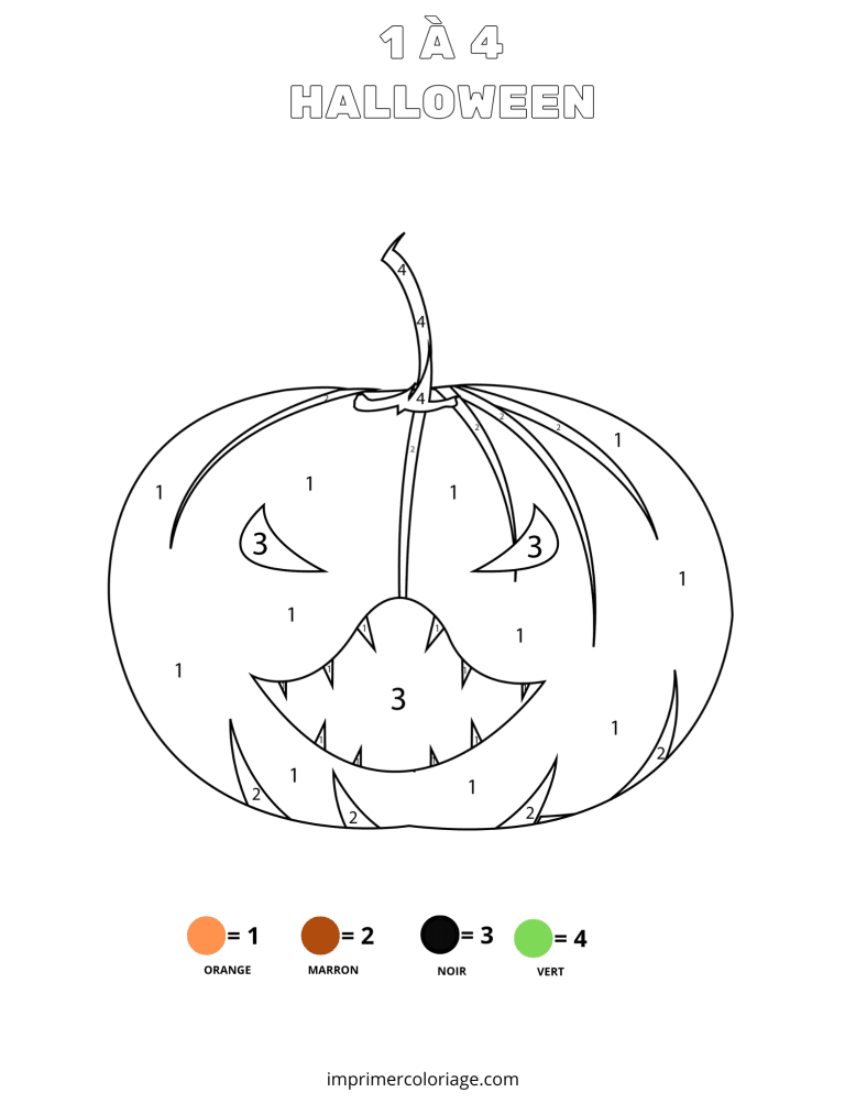 coloriage magique citrouille halloween​ - dessin gratuit &agrave; imprimer