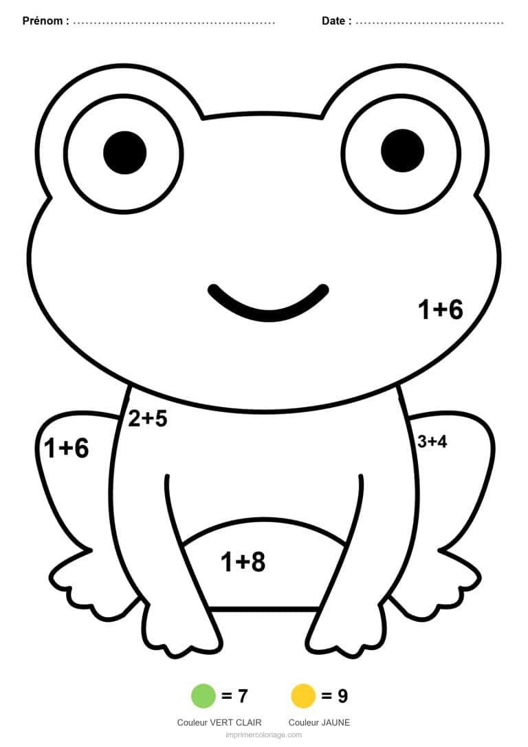 coloriage magique cp grenouille addition - dessin gratuit &agrave; imprimer