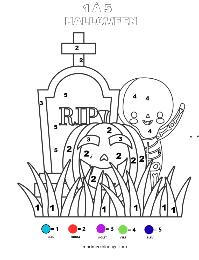 coloriage magique halloween RIP - dessin gratuit &agrave; imprimer