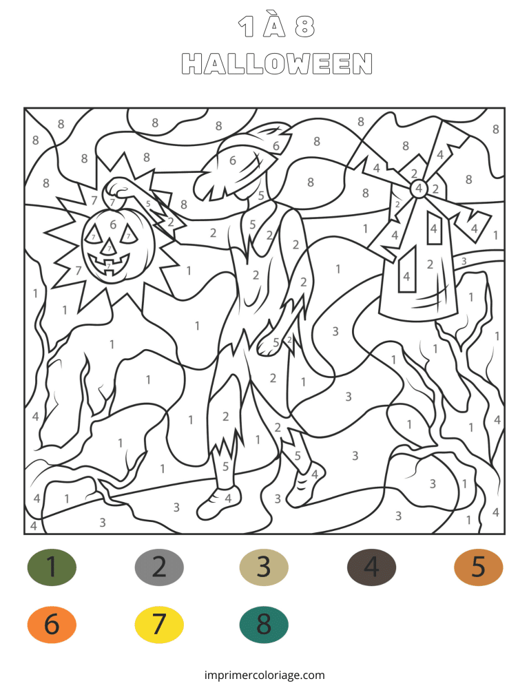 coloriage magique halloween ce2​ difficile - dessin gratuit &agrave; imprimer