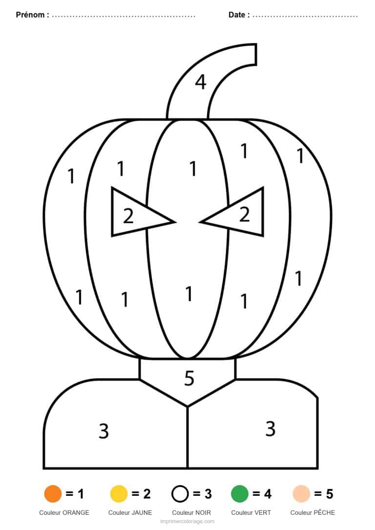 coloriage magique halloween citrouille - dessin gratuit &agrave; imprimer