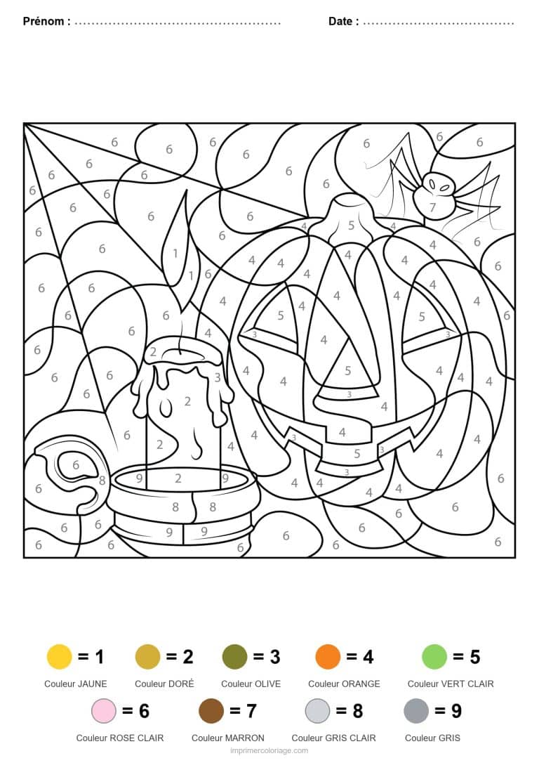 coloriage magique halloween citrouilles et lanterne - dessin gratuit &agrave; imprimer
