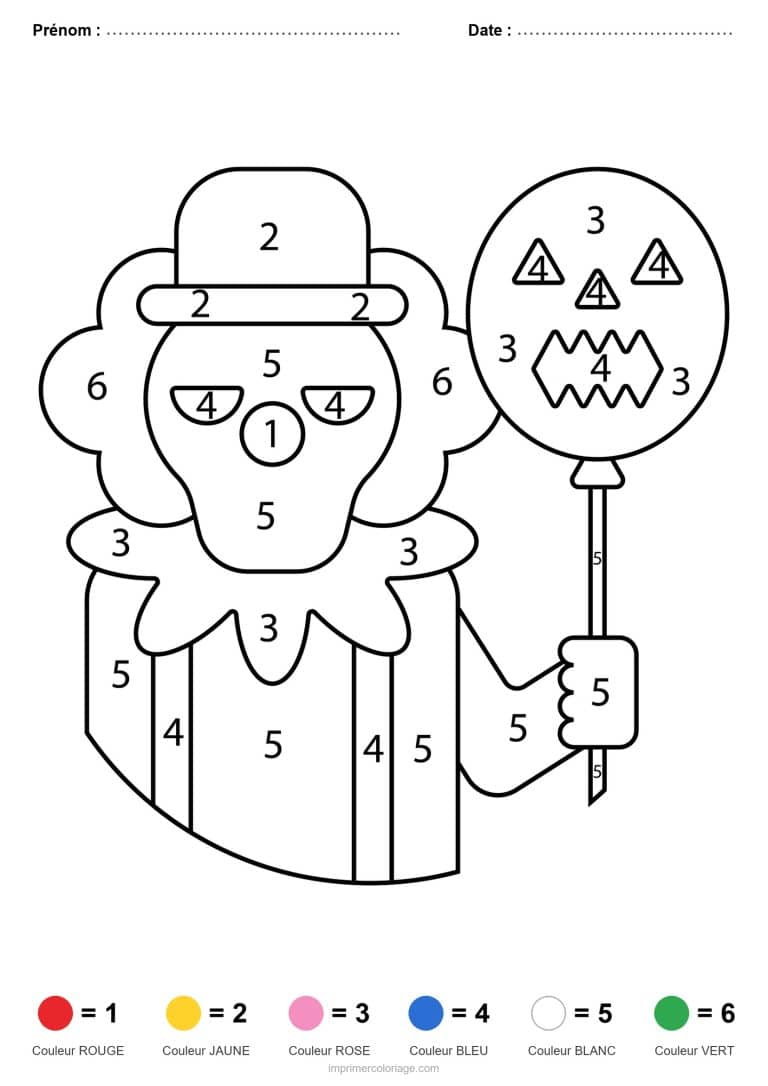 coloriage magique halloween clown d halloween - dessin gratuit &agrave; imprimer