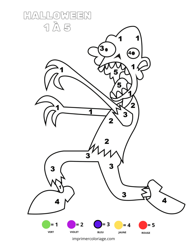 coloriage magique halloween facile​ mort vivant - dessin gratuit &agrave; imprimer