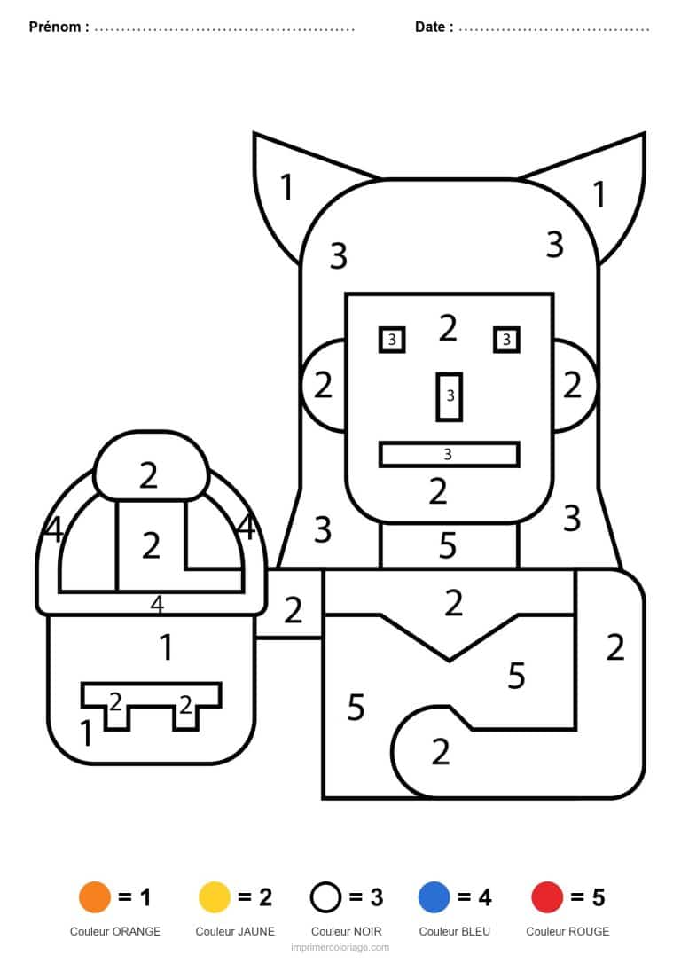 coloriage magique halloween monstre carre - dessin gratuit &agrave; imprimer