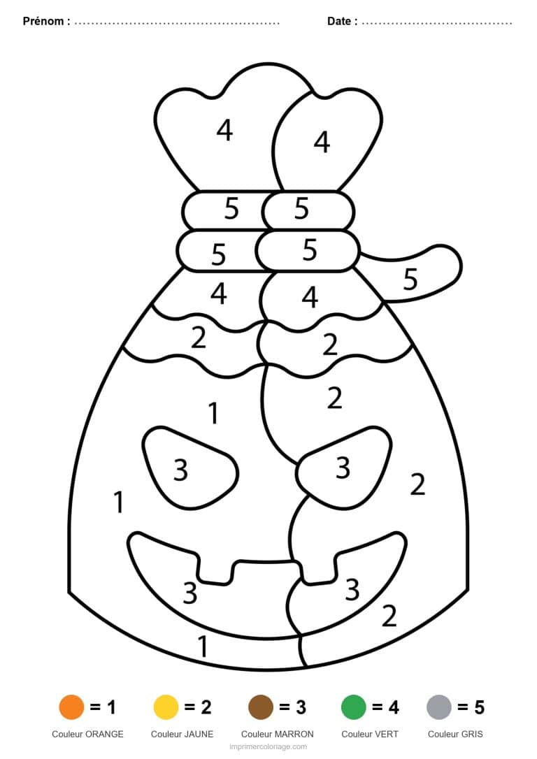 coloriage magique halloween sac de bonbons - dessin gratuit &agrave; imprimer