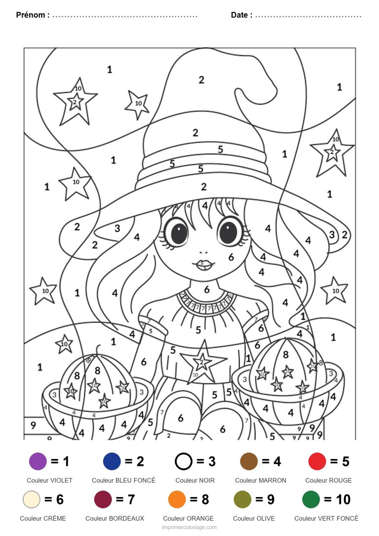 coloriage magique halloween sorciere - dessin gratuit &agrave; imprimer