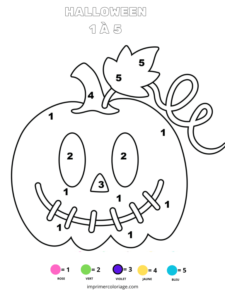 coloriage magique halloween​ citrouille - dessin gratuit &agrave; imprimer