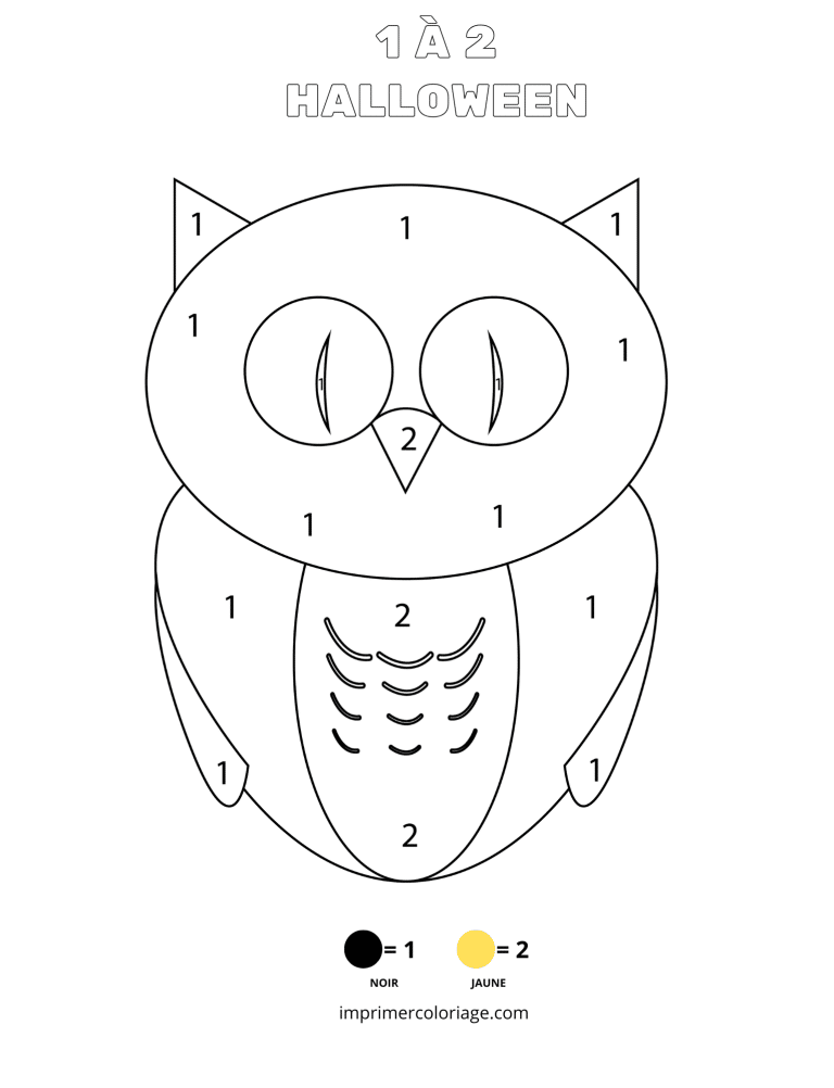 coloriage magique hibou halloween​ - dessin gratuit &agrave; imprimer