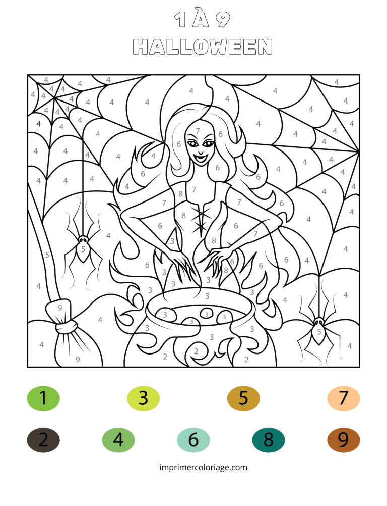coloriage magique sorciere halloween &agrave; imprimer​ - dessin gratuit &agrave; imprimer