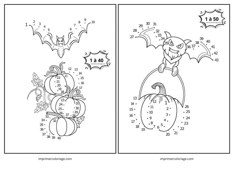 point &agrave; relier chauve souris halloween - dessin gratuit &agrave; imprimer