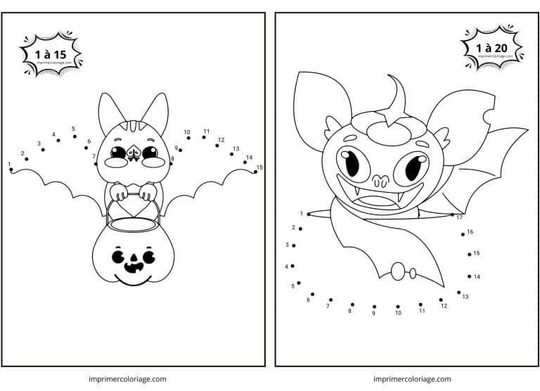 point &agrave; relier chauve souris pour halloween - dessin gratuit &agrave; imprimer