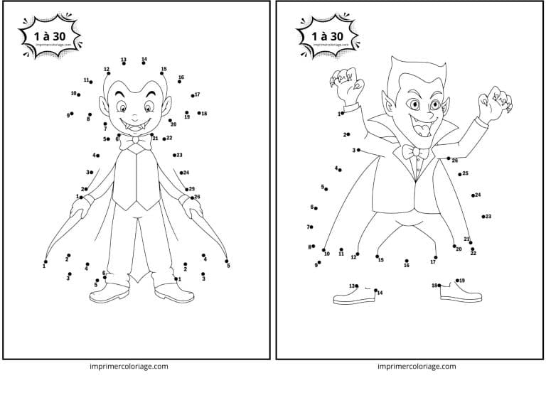 point &agrave; relier de vampire pour halloween - dessin gratuit &agrave; imprimer