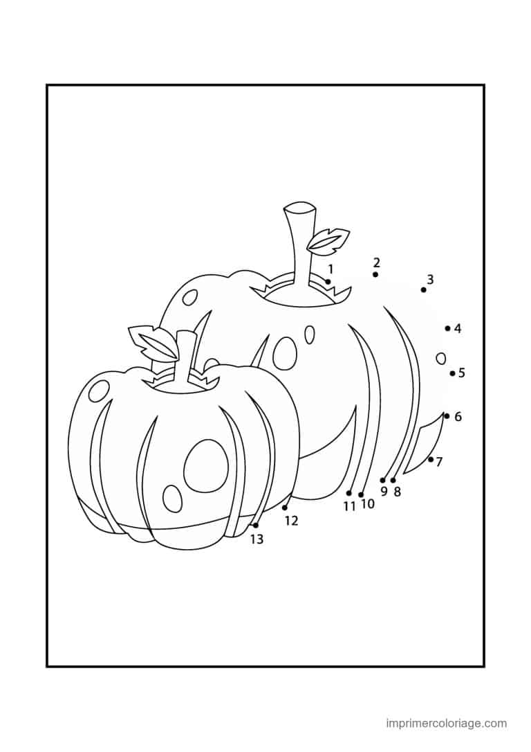 point a relier halloween 1 a 13 deux citrouilles - dessin gratuit &agrave; imprimer