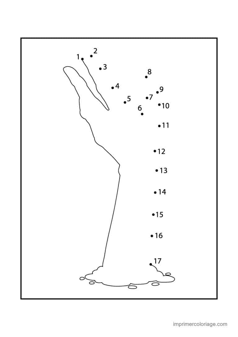 point a relier halloween 1 a 17 main qui sort de terre - dessin gratuit &agrave; imprimer