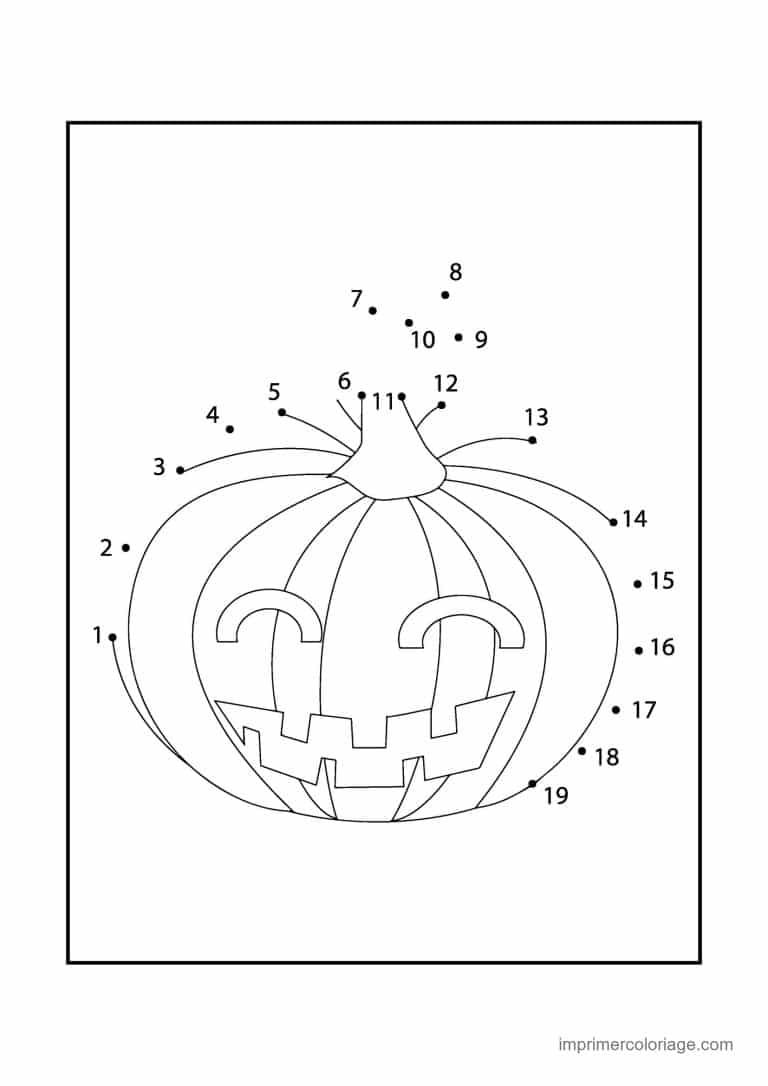 point a relier halloween 1 a 19 citrouille sculptee - dessin gratuit &agrave; imprimer