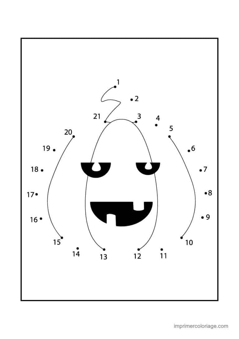 point a relier halloween 1 a 21 citrouille au regard mechant - dessin gratuit &agrave; imprimer