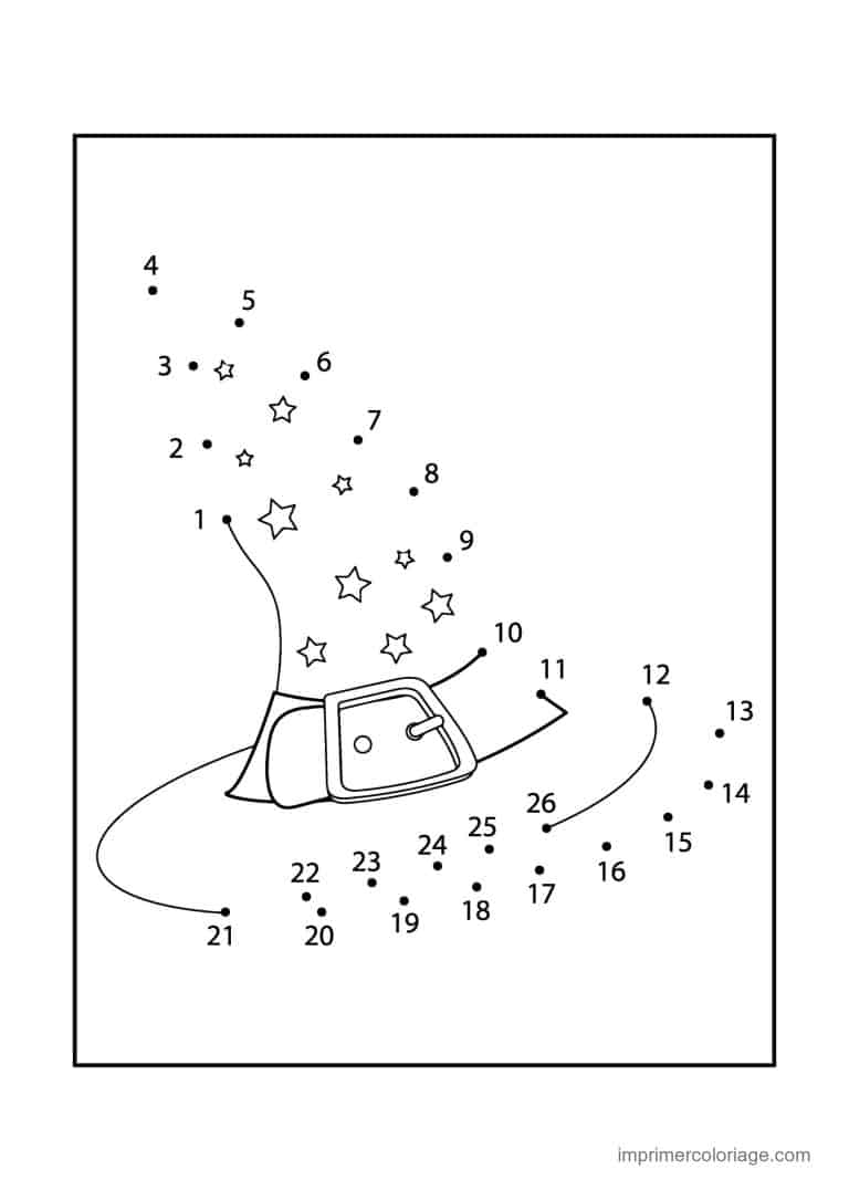 point a relier halloween 1 a 26 chapeau de sorciere avec boucle - dessin gratuit &agrave; imprimer