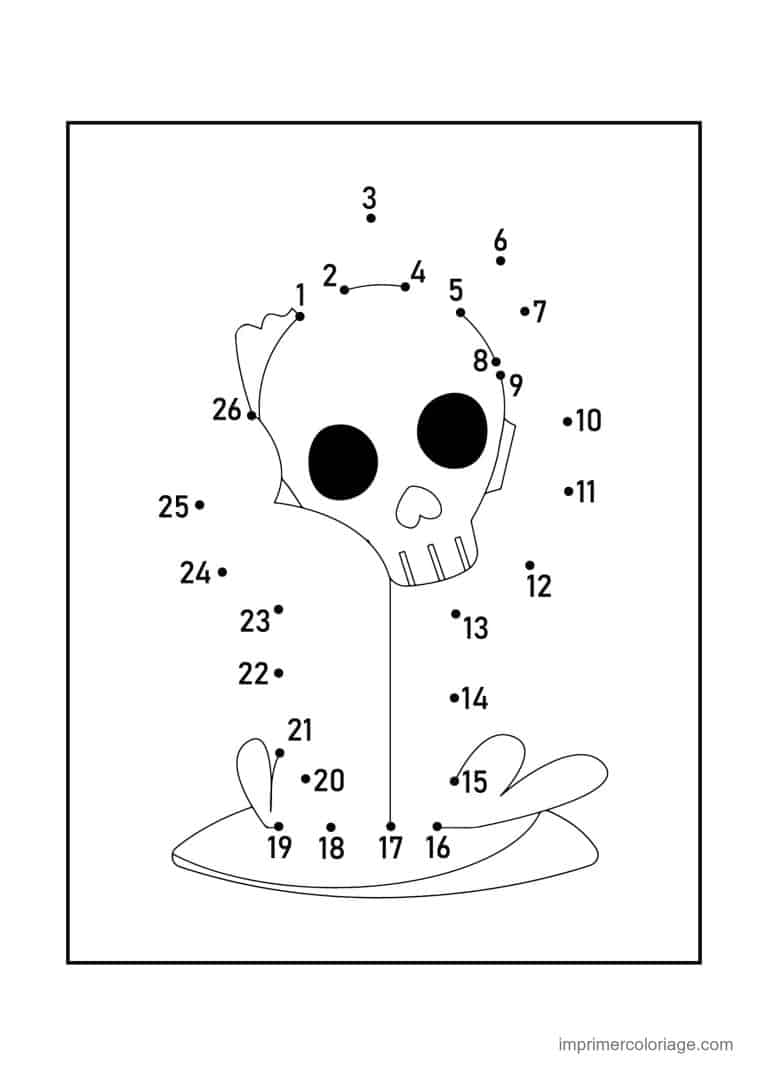 point a relier halloween 1 a 26 crane sur un piquet - dessin gratuit &agrave; imprimer
