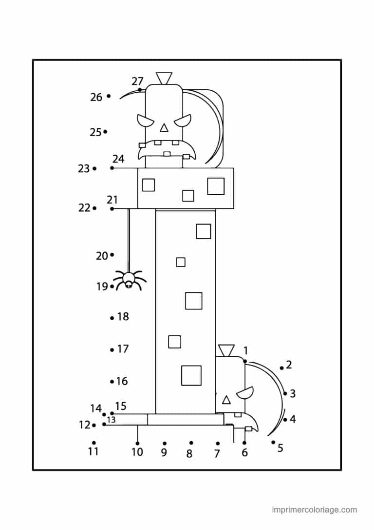 point a relier halloween 1 a 27 chateau hante avec araignee - dessin gratuit &agrave; imprimer