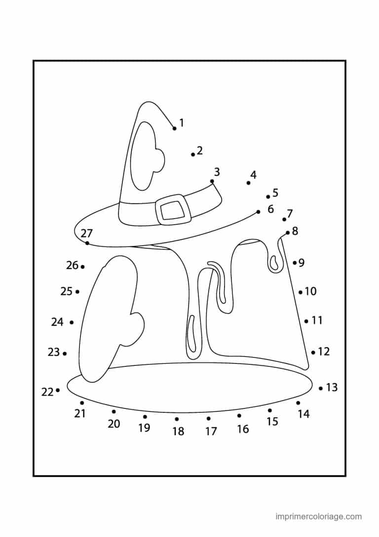 point a relier halloween 1 a 27 chaudron et chapeau de sorciere - dessin gratuit &agrave; imprimer