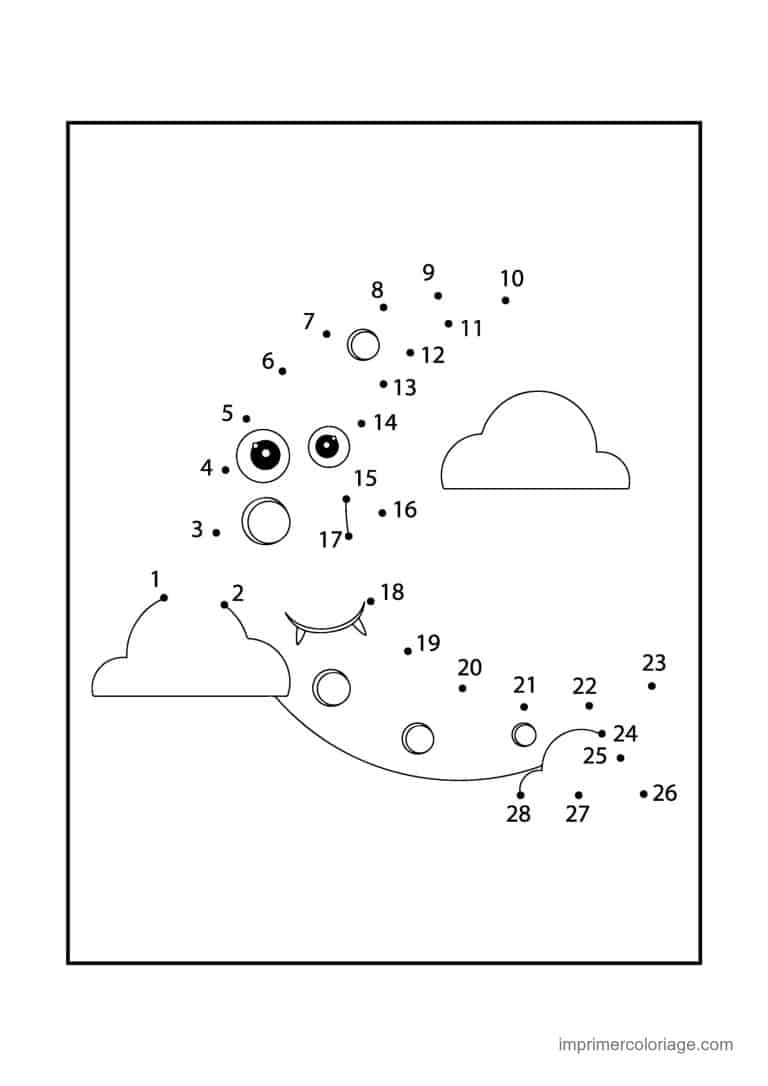 point a relier halloween 1 a 28 chauve souris dans les nuages - dessin gratuit &agrave; imprimer