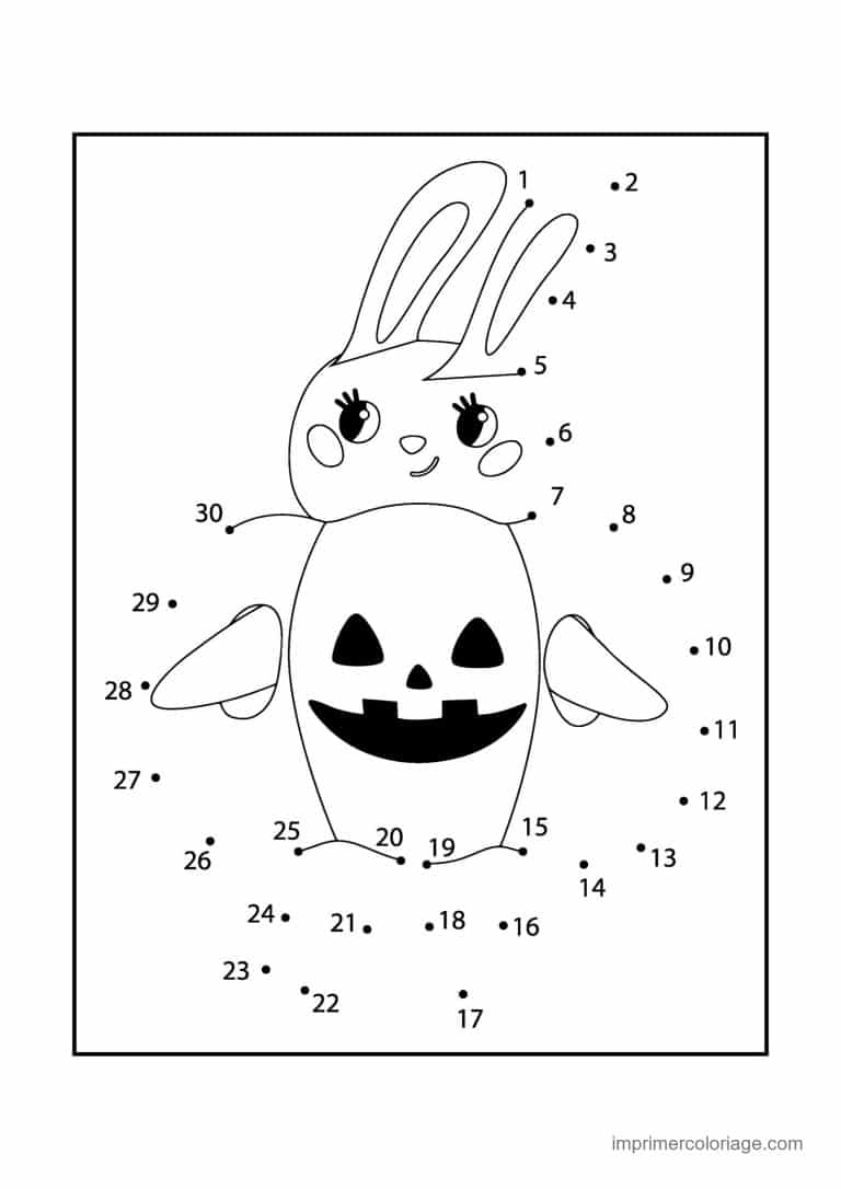 point a relier halloween 1 a 30 citrouille aux oreilles de lapin - dessin gratuit &agrave; imprimer