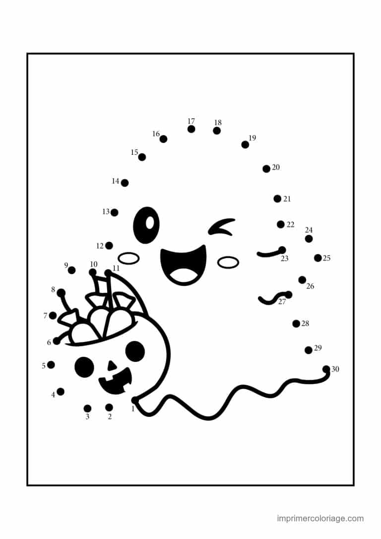 point a relier halloween 1 a 30 fantome avec sa citrouille - dessin gratuit &agrave; imprimer