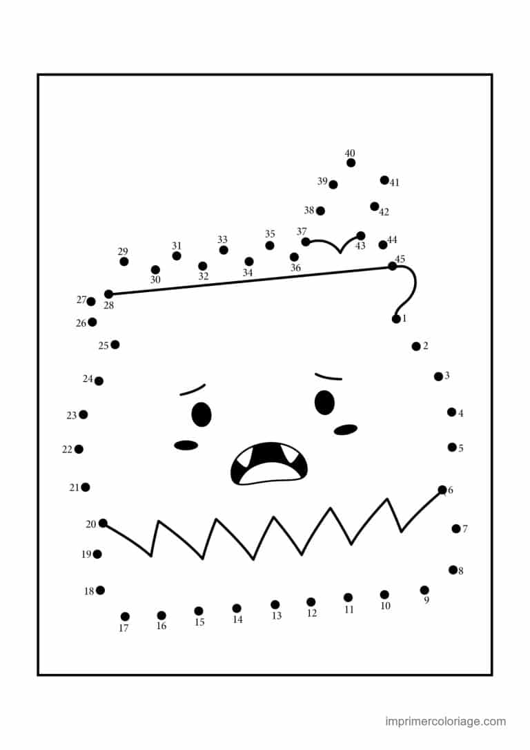 point a relier halloween 1 a 45 fantome effraye - dessin gratuit &agrave; imprimer