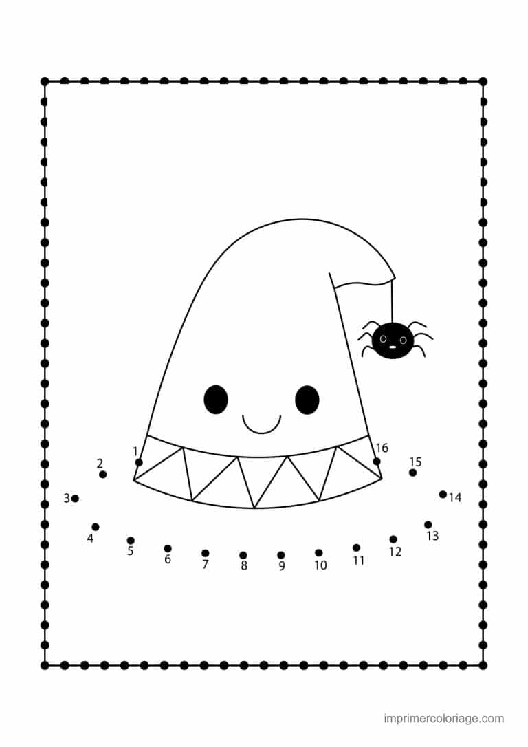 point a relier halloween 1 a 48 chapeau de sorciere souriant - dessin gratuit &agrave; imprimer